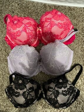 Victoria's Secret Lace Bra Set - Hot Pink, Lavender, Black